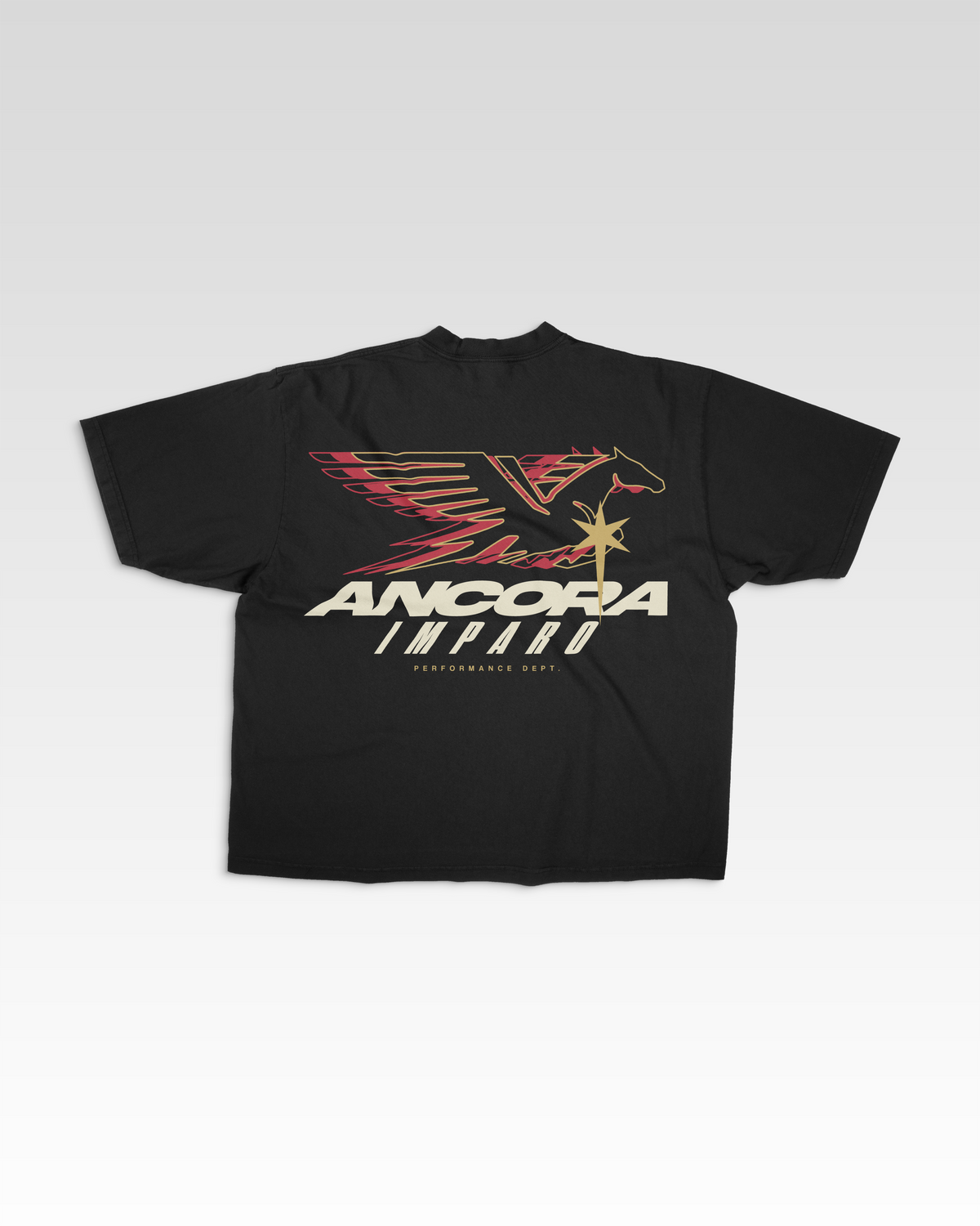 ANCORA PEGASUS PERFORMANCE T-SHIRT MET VERLAAGDE SCHOUDER IN ZWART