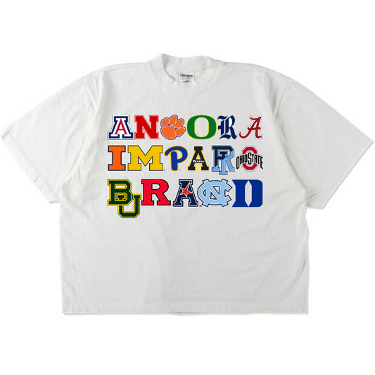 COLLEGE HERITAGE TEE IN WHITE - "Ancora Imparo // Still I Learn"
