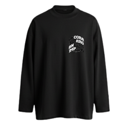 ANCORA IMPARO COLLEGIATE LONGSLEEVE TEE IN BLACK - "Still I Learn / Still I Rise / Earn Every Inch"