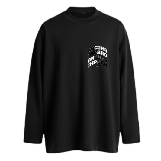 ANCORA IMPARO COLLEGIATE LONGSLEEVE TEE IN BLACK - "Still I Learn / Still I Rise / Earn Every Inch"