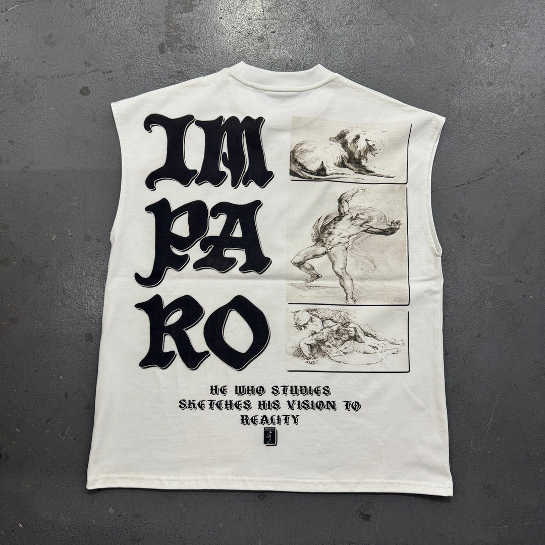 WHITE BLUEPRINT MUSCLE TEE