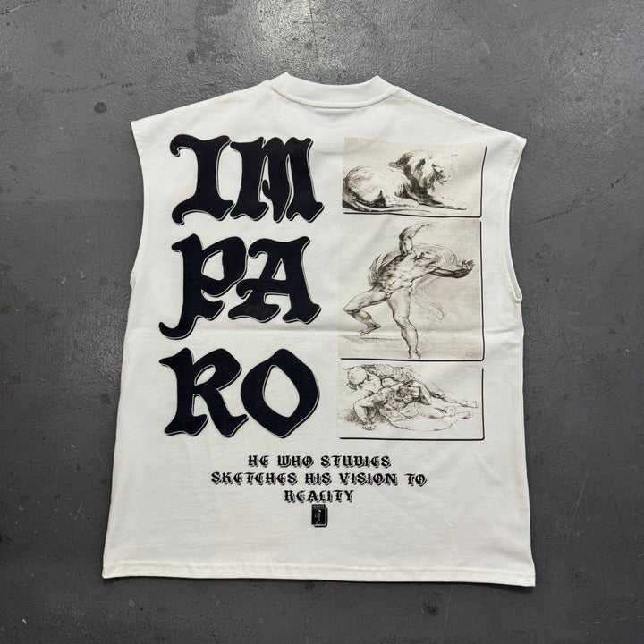 WHITE BLUEPRINT MUSCLE TEE