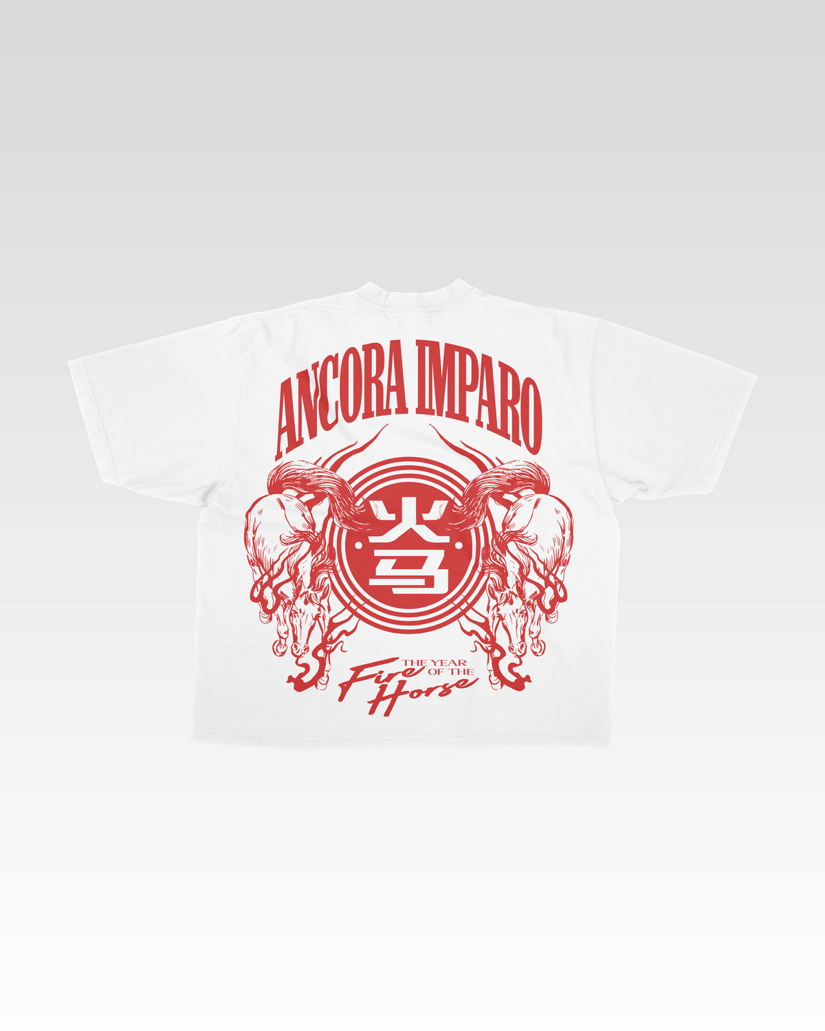 FIRE HORSE ZEGEL T-SHIRT - WIT