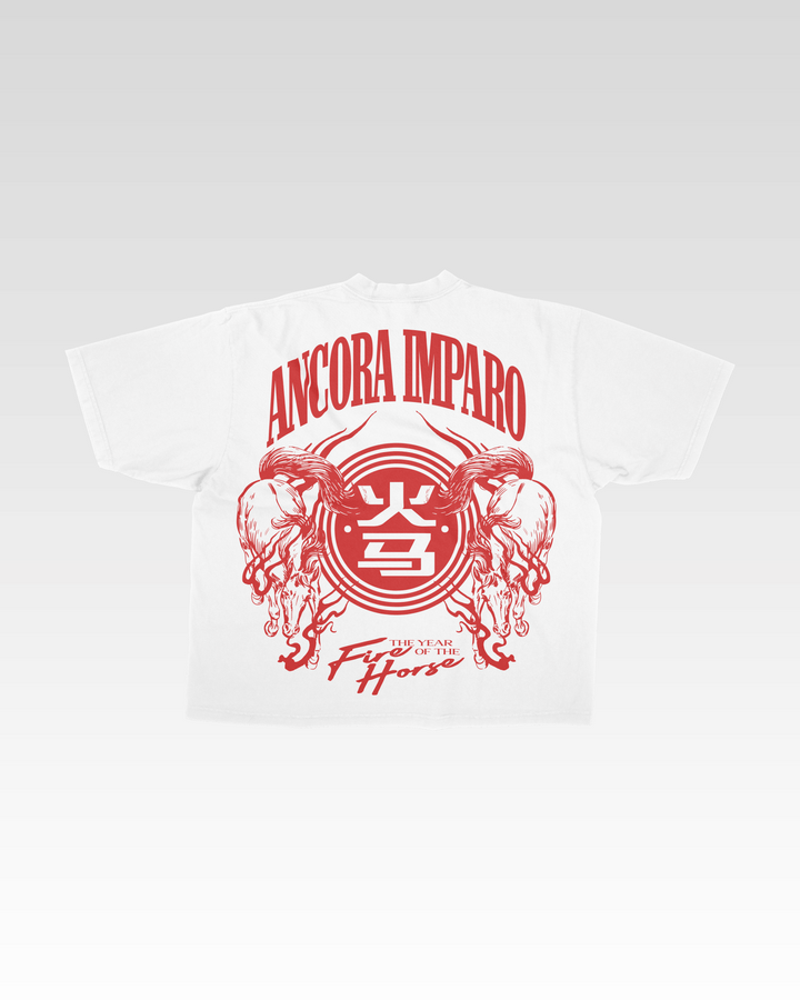 FIRE HORSE SEAL TEE - WHITE