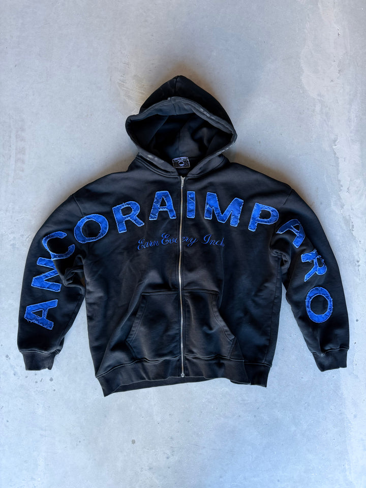 EARN EVERY INCH HOODIE - BLACK COBALT
