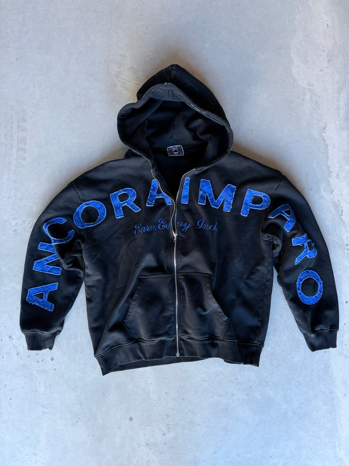 EARN EVERY INCH HOODIE - BLACK COBALT