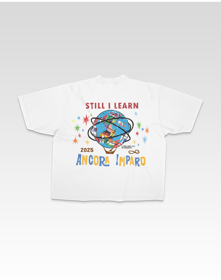 STILL I LEARN WORLDS FAIR TEE IN WHITE