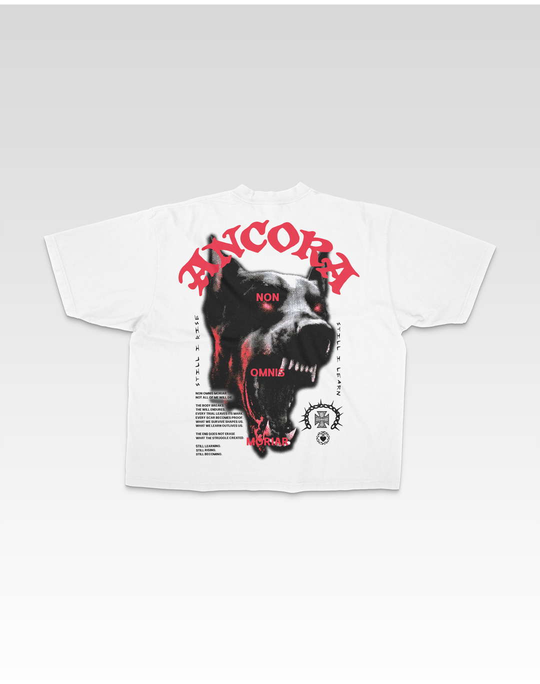 NON OMNIS MORIAR TEE IN WHITE