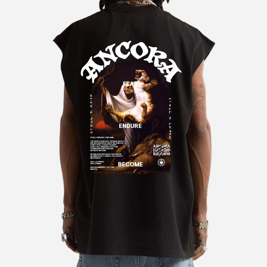 FEAR ENDURE BECOME SW MUSCLE TEE IN BLACK