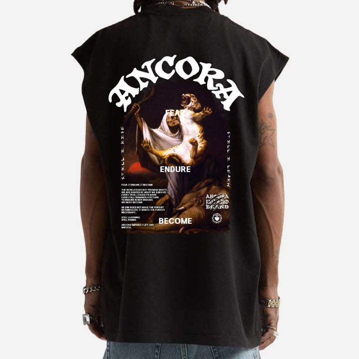 FEAR ENDURE BECOME SW MUSCLE TEE IN BLACK