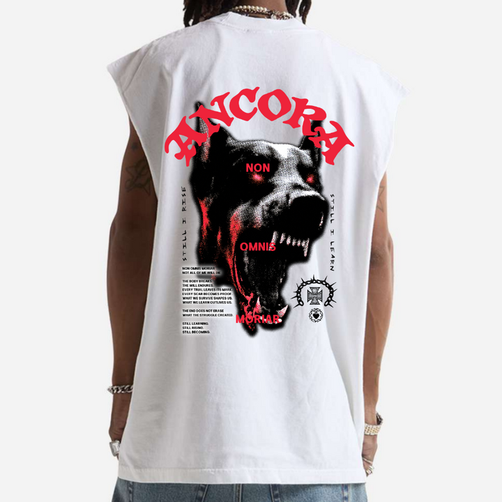 NON OMNIS MORIAR SW MUSCLE TEE IN WHITE