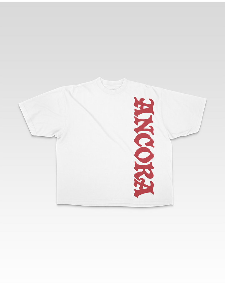 FUNDAMENTAL SIDEWAYS TEE - WHITE & RED